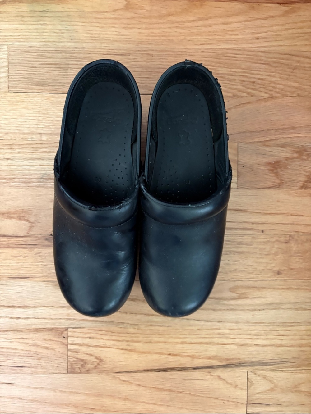Dansko Black Leather Professional Slip-On Clogs - Picture 2 of 7